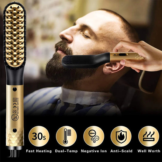 Beard Straightener Comb for Men - Heated 2-in-1