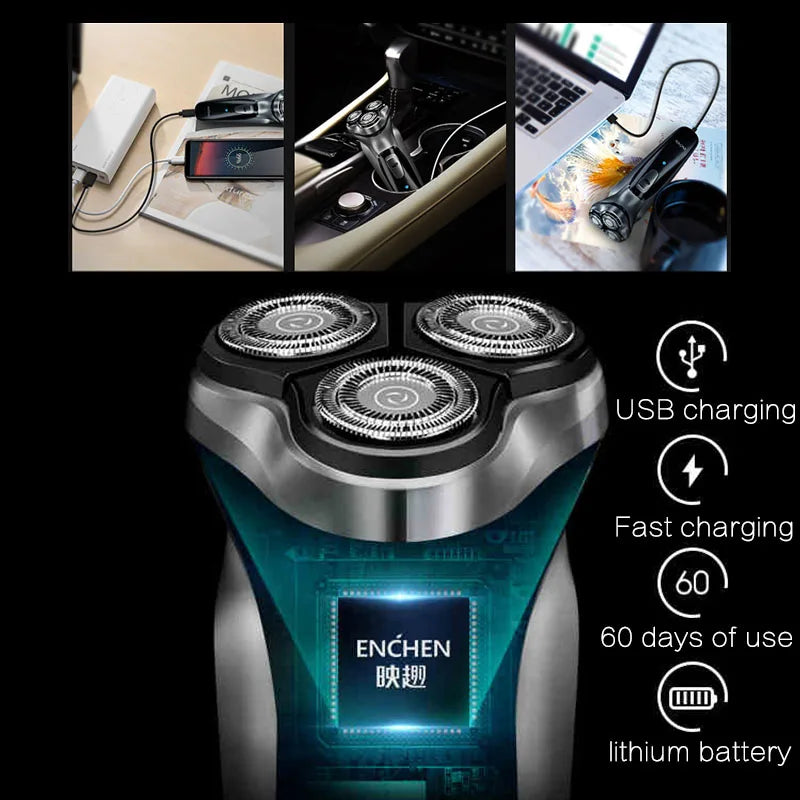 3D Rotary Electric Shaver - Waterproof & Rechargeable