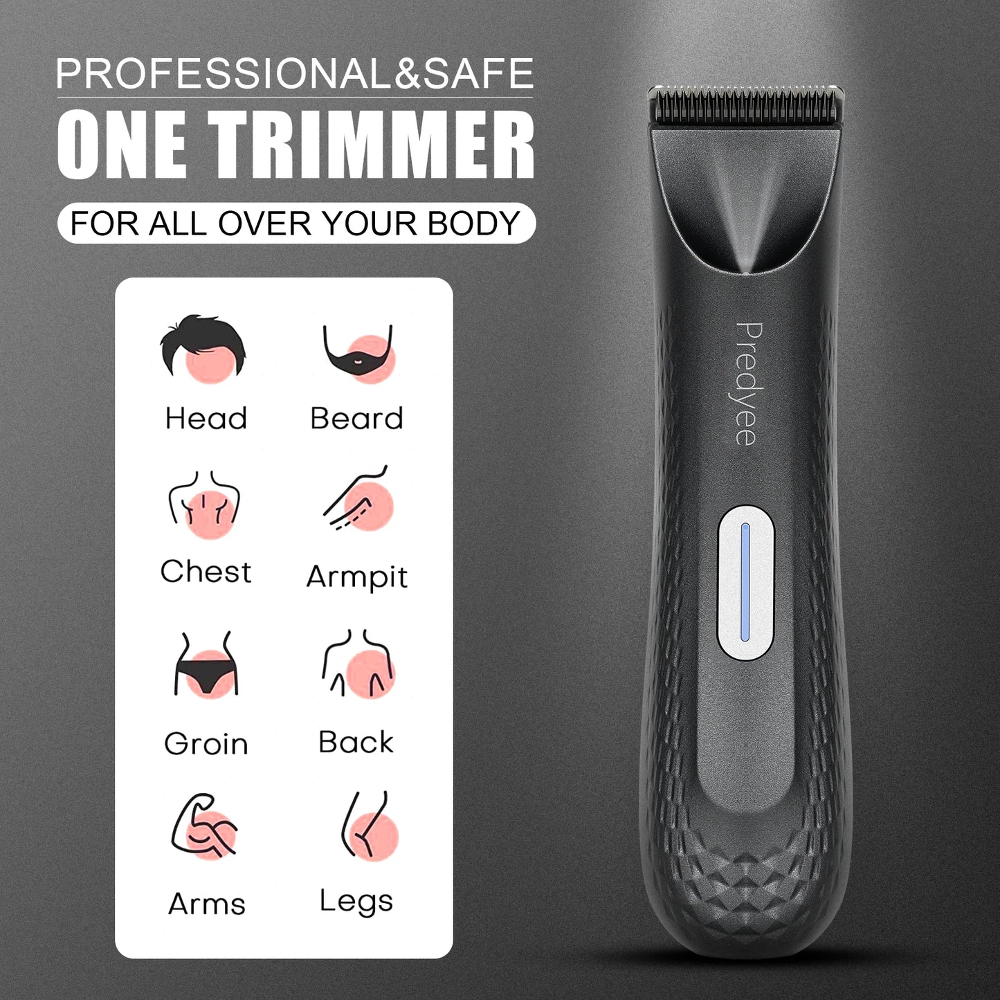 Body Hair Trimmer for Men - Waterproof Groin & Body Groomer