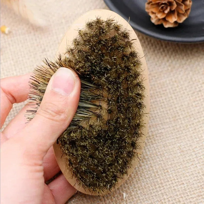 Beard Brush for Men - Boar Bristle Wood Comb Kit