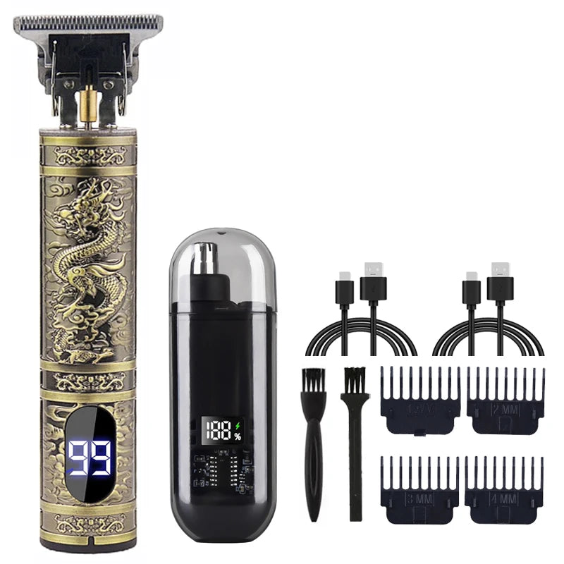Hair Clipper & Nose Trimmer Kit for Men - Rechargeable
