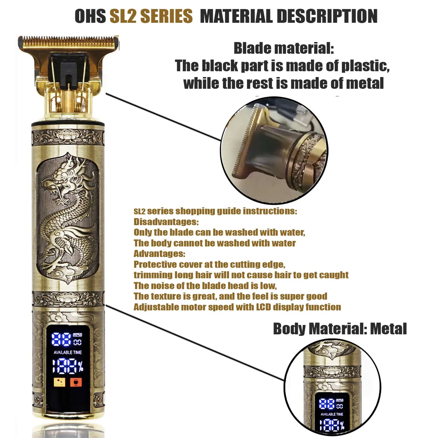 Cordless Hair Clipper for Men - Beard & Head Trimmer