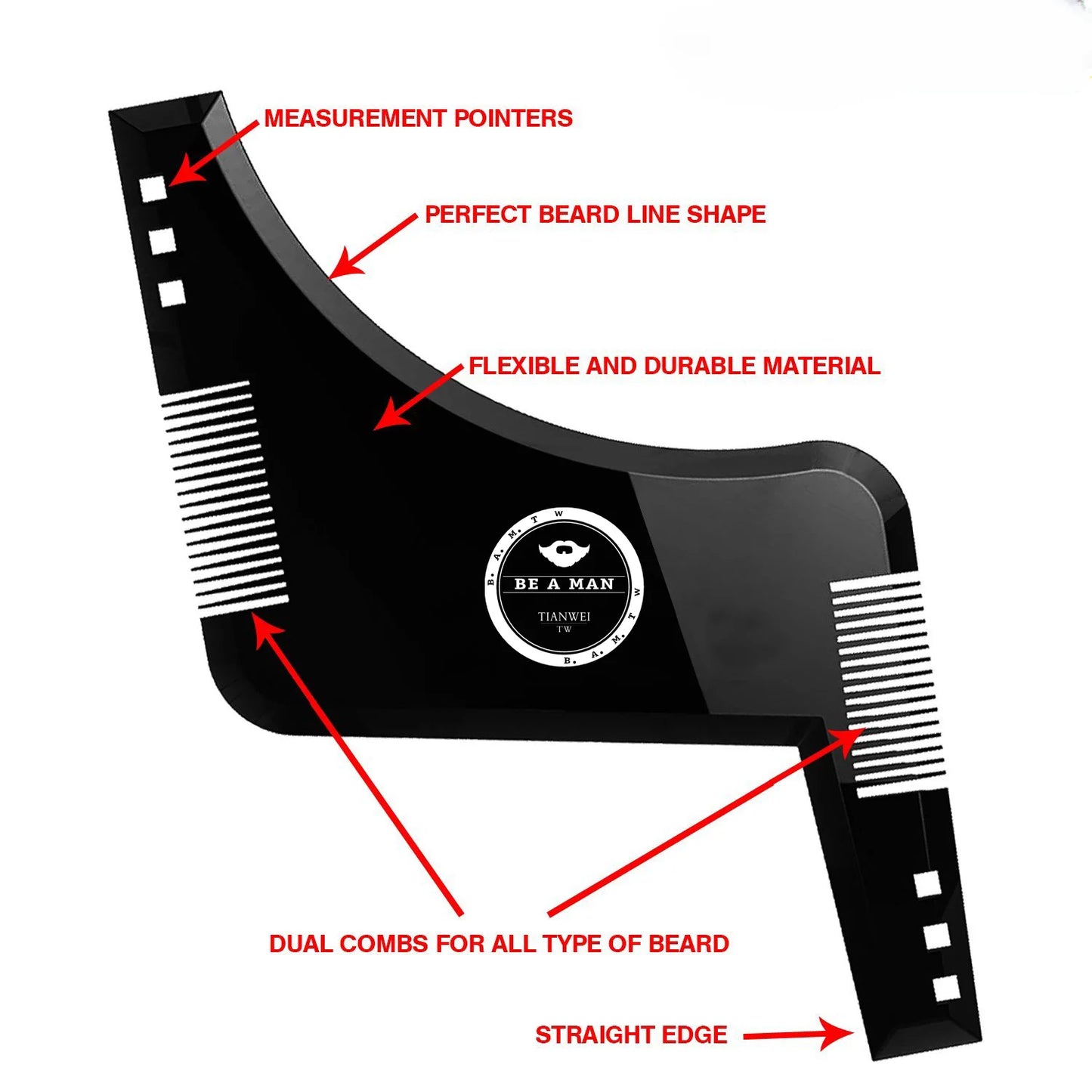 Beard Shaping Tool for Men - Styling Template & Comb