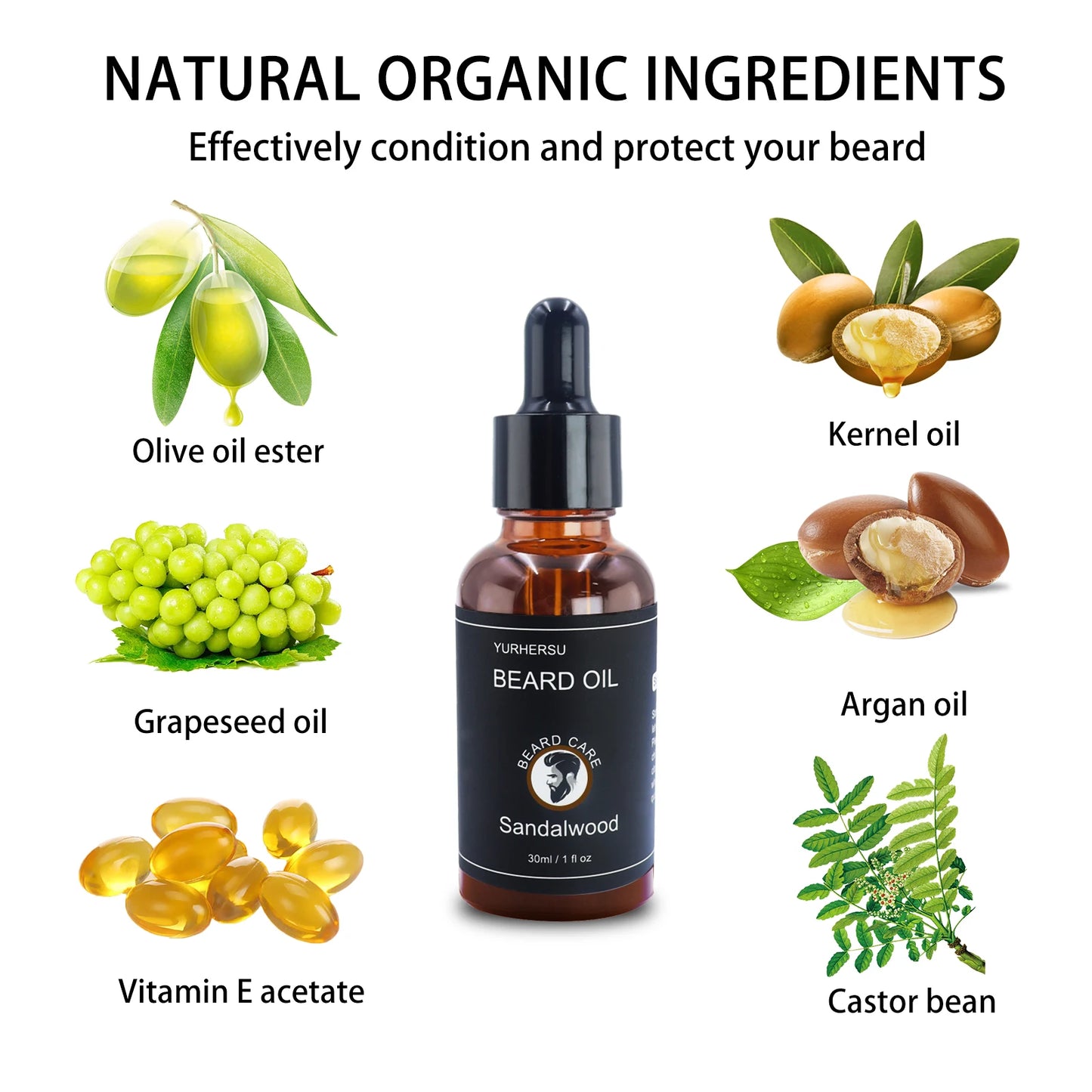 Beard Growth Oil for Men - Softening & Conditioning Serum
