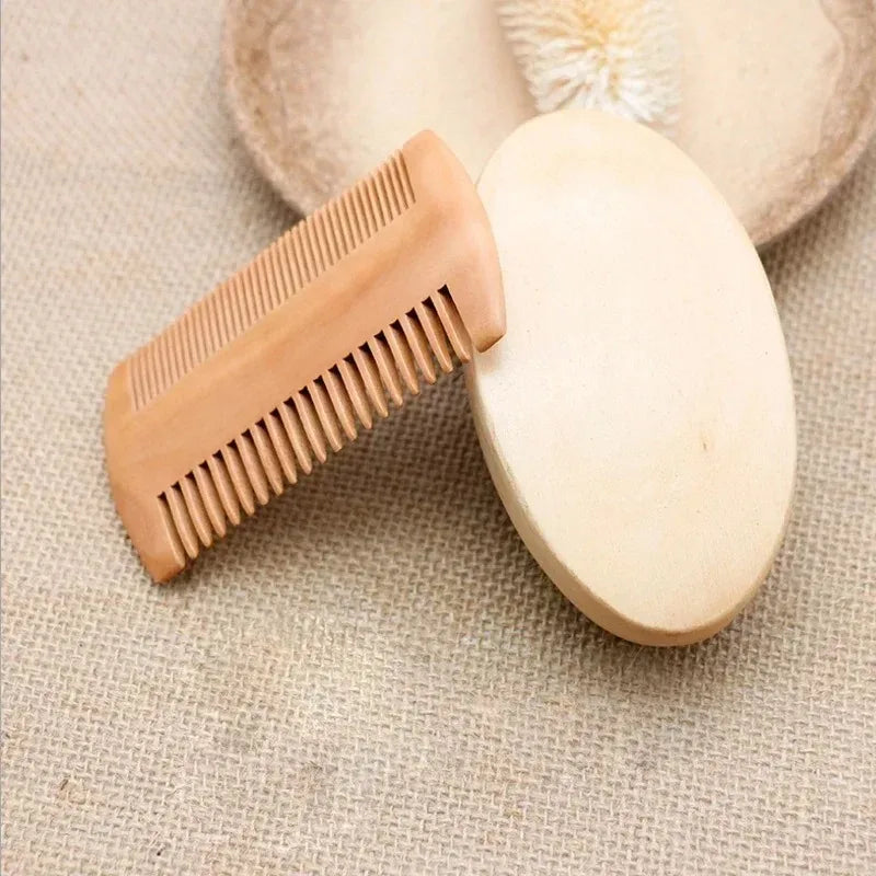 Beard Brush for Men - Boar Bristle Wood Comb Kit