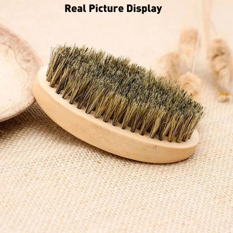 Beard Brush for Men - Boar Bristle Wood Comb Kit